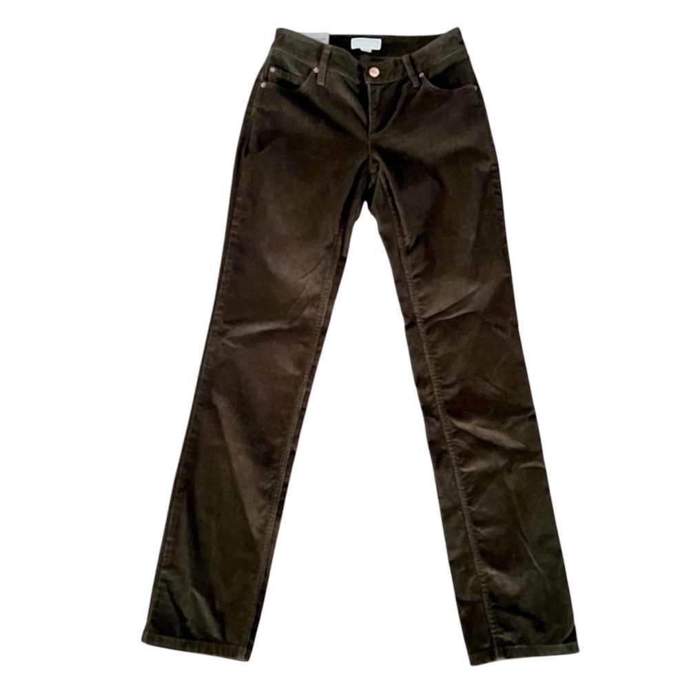 Aritzia Golden by TNA Low Rise Straight Dark Olive Corduroy Pants Size 24 NWT - Picture 3 of 17